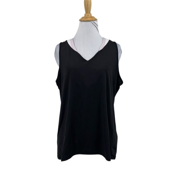 Lucky In Love Tank Top Women XL Extra Large Multi V Neck Stretch Performance - Picture 1 of 10